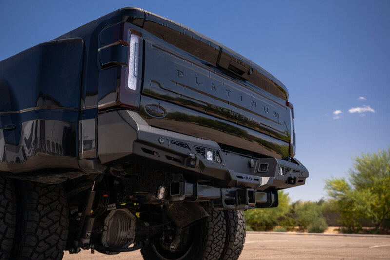 Ford Super Duty F-350 Bumper - Rear - Addictive Desert Designs - Stealth Fighter - Hammer Black with Satin Black Panels - `23-`26